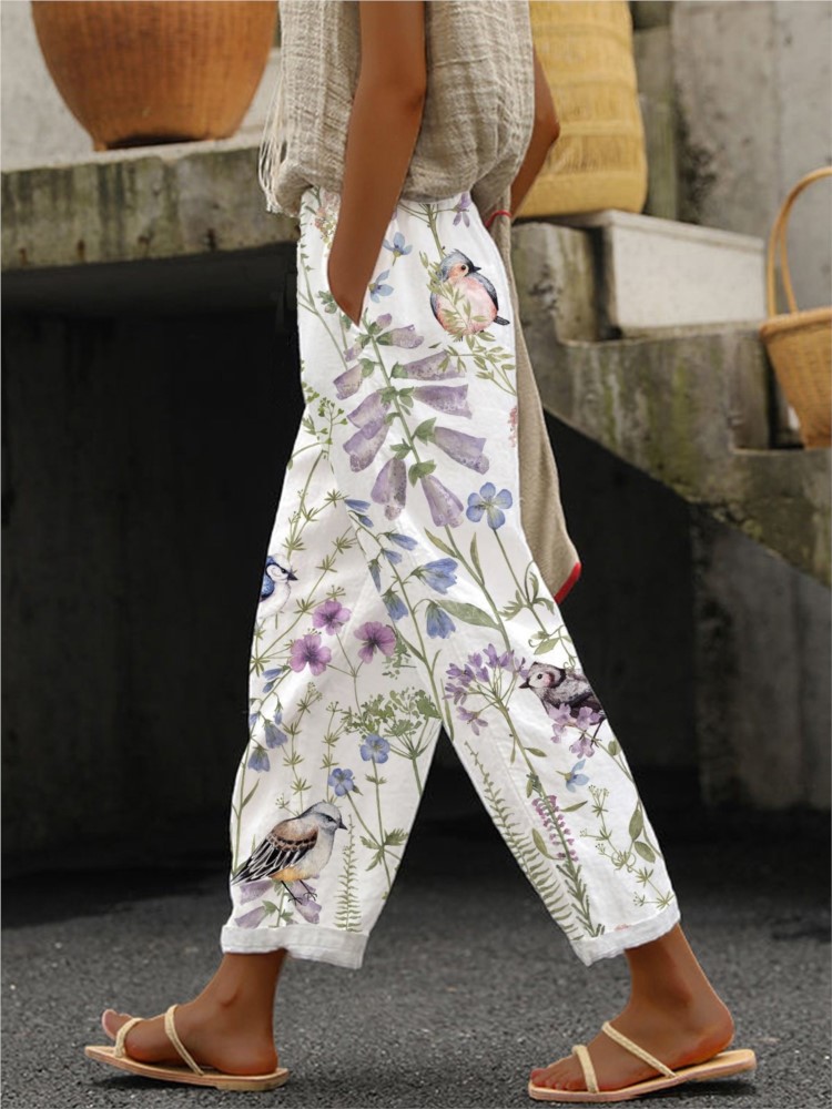 Pantalon imprimé à la mode pour femmes, poches à boutons décontractées, longueur cheville, style Boho, vêtements de vacances pour femmes, printemps été, nouveau