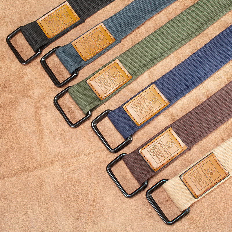 Ceinture en toile unisexe pour hommes et femmes, ceinture décontractée pour jeans avec boucle à double anneau, ceinture tissée pour l'extérieur