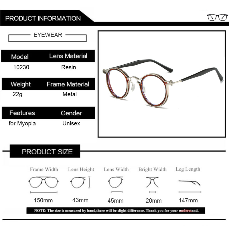 Lunettes à monture ronde rétro pour hommes et femmes, Anti-lumière bleue, marque de luxe, lunettes optiques de styliste