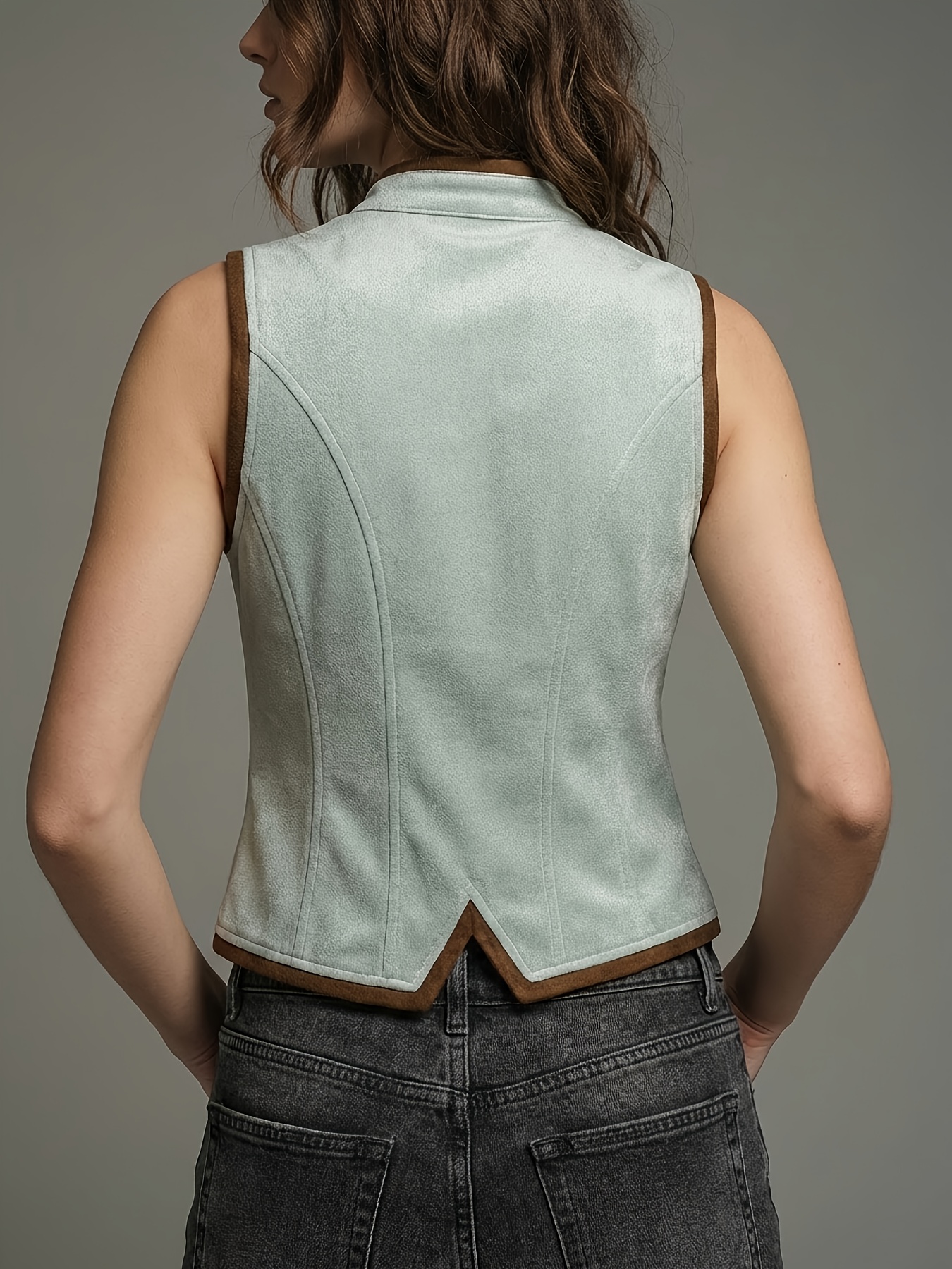 Débardeur sans manches à col en V pour femme, tendance printemps-été