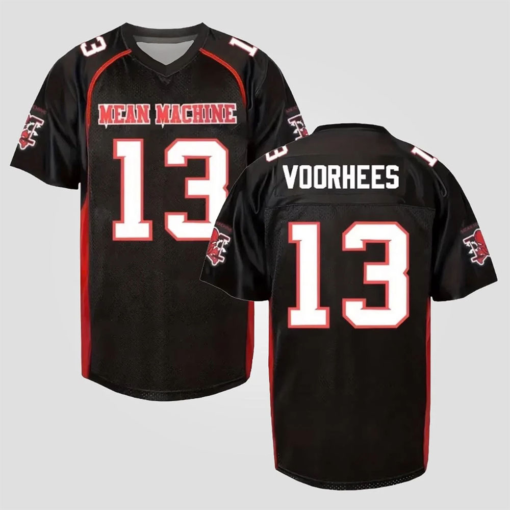 Maillot de football Paul Crewe Mean Machine, noir et rouge, col en V, en maille, à manches courtes, chemise de sport, uniforme de cosplay de film, haut de costume de fête