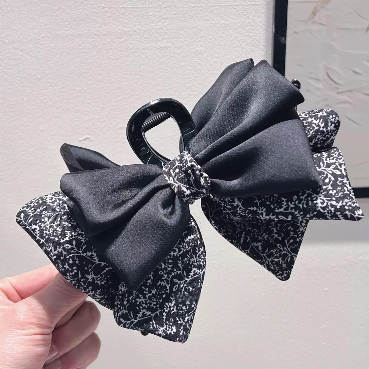 Accessoires de cheveux à Clip pour femmes, nœud Floral en Satin d'épissure Simple de haute qualité, à la mode