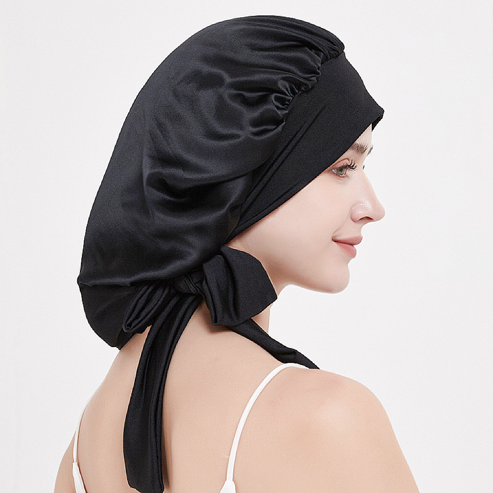 Bonnet de couchage en soie de mûrier Pure 100% pour femmes, chapeaux de couchage, bandes de cheveux réglables avec larges élastiques, couvre-chef 19 mamans