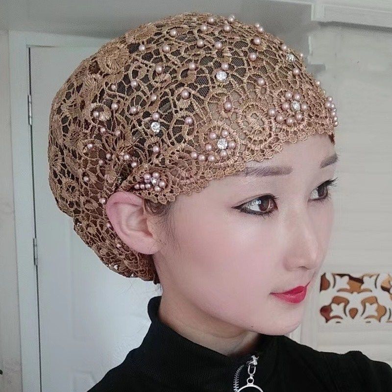 Turban à perles pour femmes, broderie, mode, couvre-chef musulman, Bonnets, chapeau de chimiothérapie