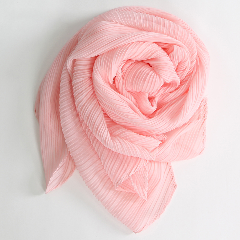 Miyake plissé large longue écharpe en soie printemps été automne hiver Cape femmes pare-brise châle épaule concepteur coréen écharpe