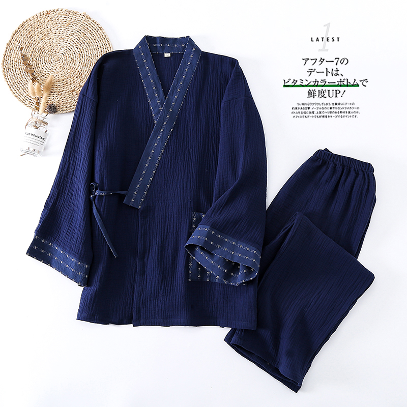 Ensemble de kimono japonais en coton, pyjama deux pièces pour couple, yukata ample, vêtements de nuit pour homme et femme, vêtements de maison