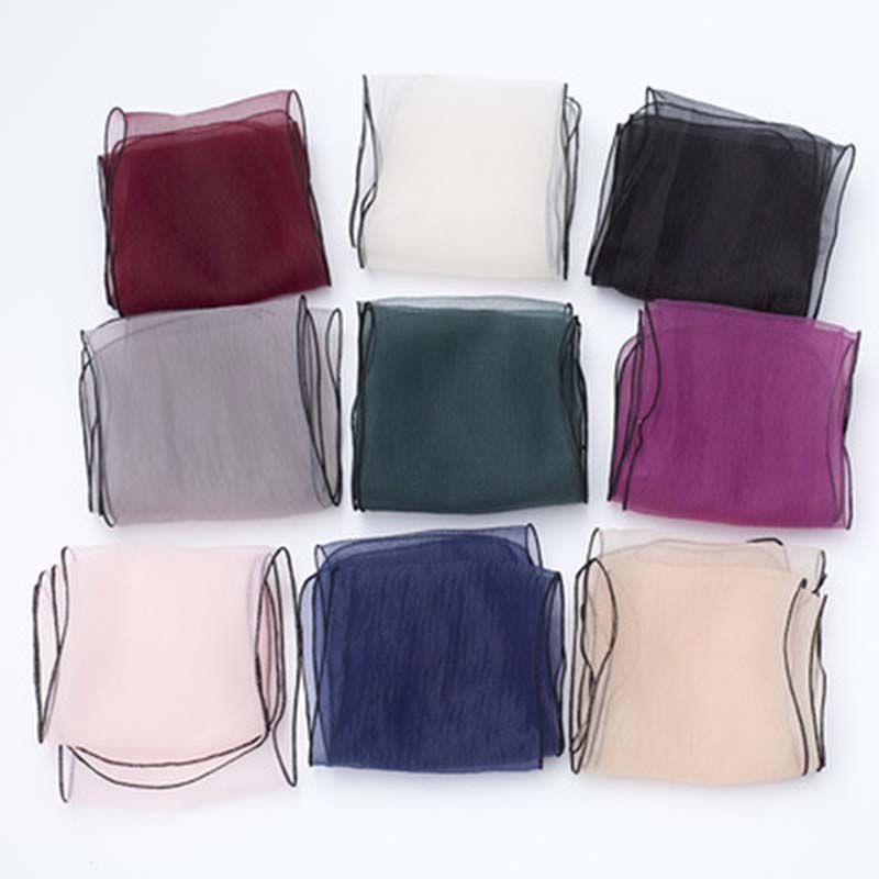 Foulard Long et étroit en soie avec nœud Transparent pour femme, en Organza coréen, pour la protection du cou, châle, protection solaire, P32