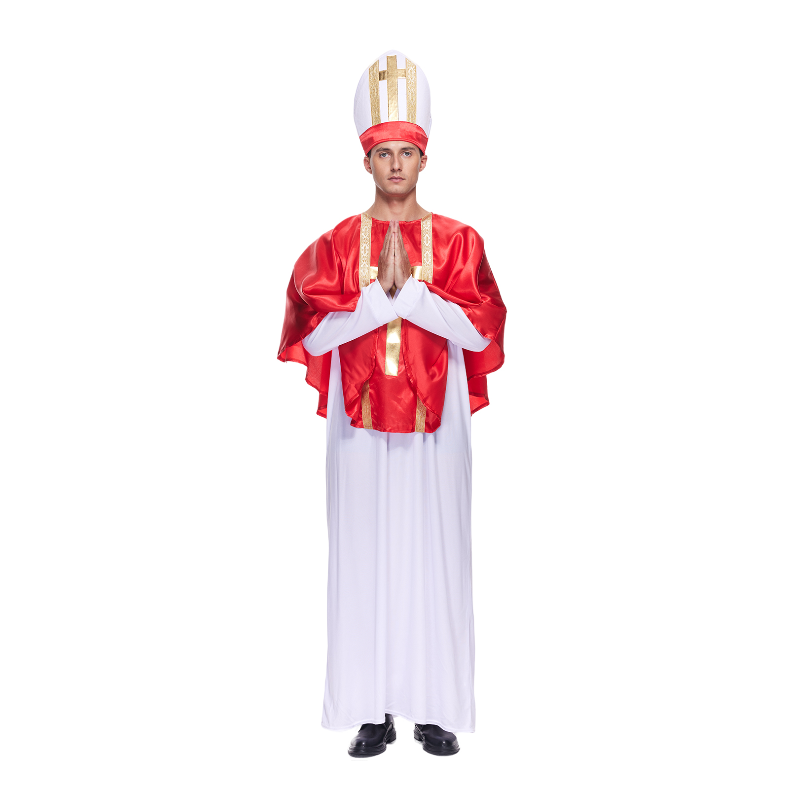 Costume de papa pour hommes, Robes bibliques de prêtre d'halloween pour adultes, robe fantaisie de carnaval de pâques pourim