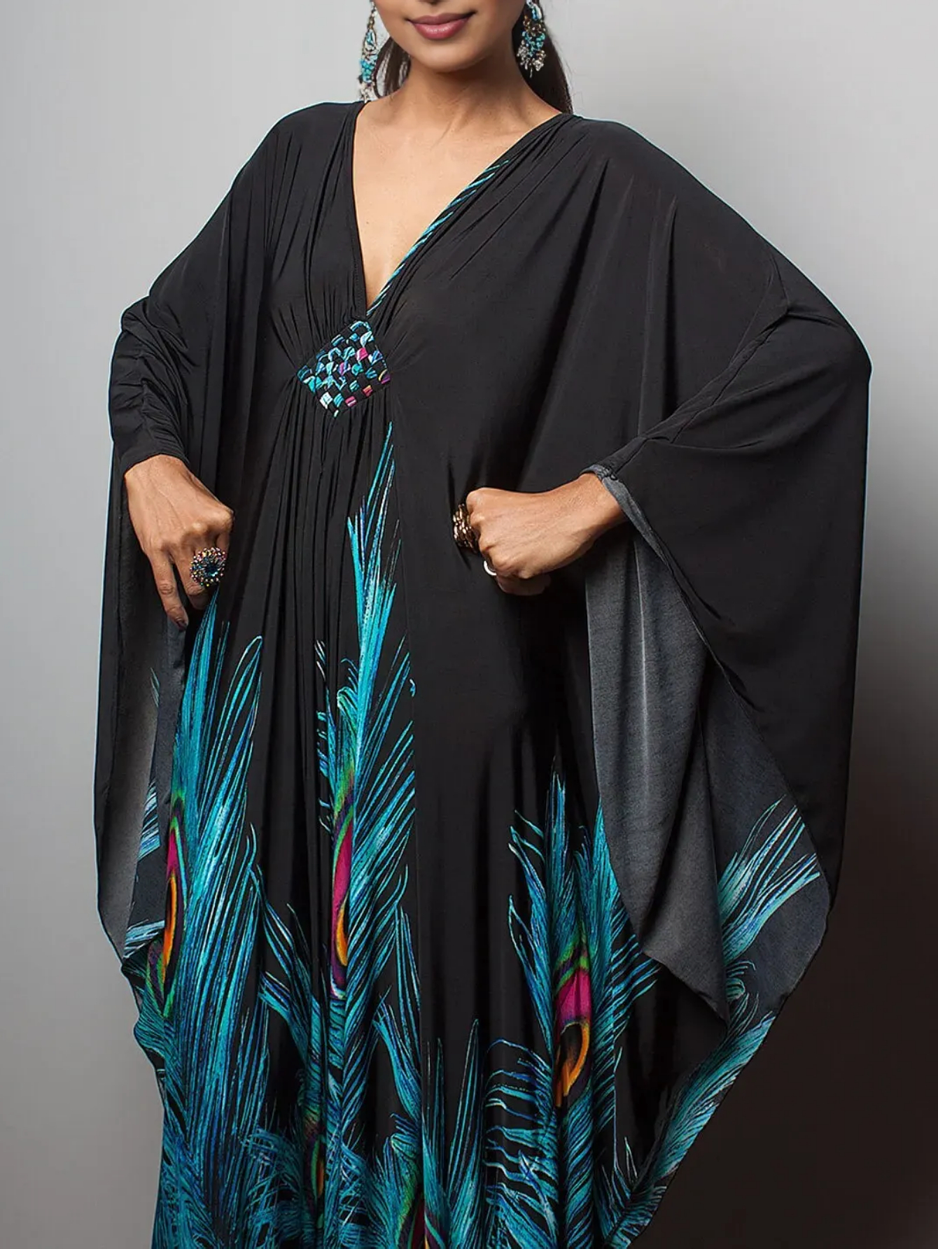 Robe caftan pour femmes, grande taille, manches chauve-souris hawaïennes, robe de plage, robe de bain d'été