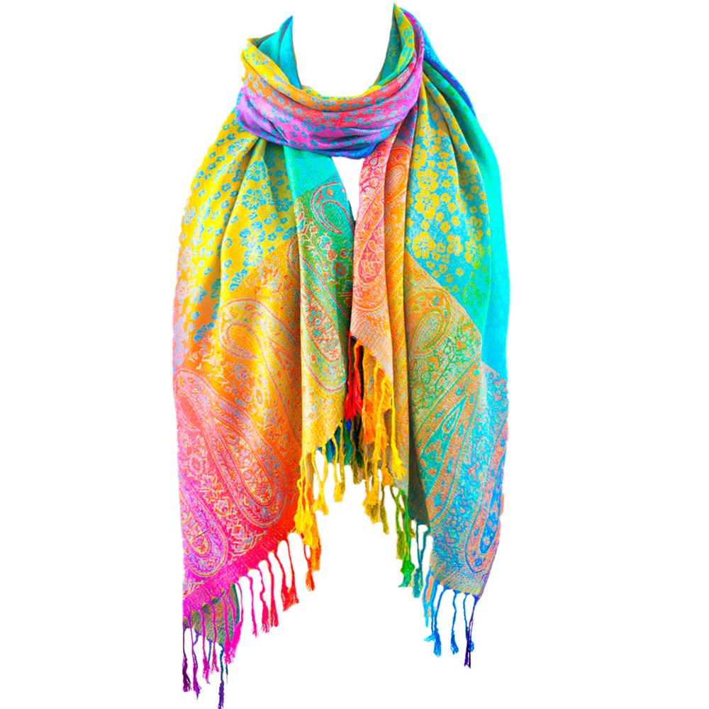 Écharpe Pashmina en forme de cajou arc-en-ciel, grand châle doux et chaud, foulard polyvalent pour femmes, accessoire d'hiver