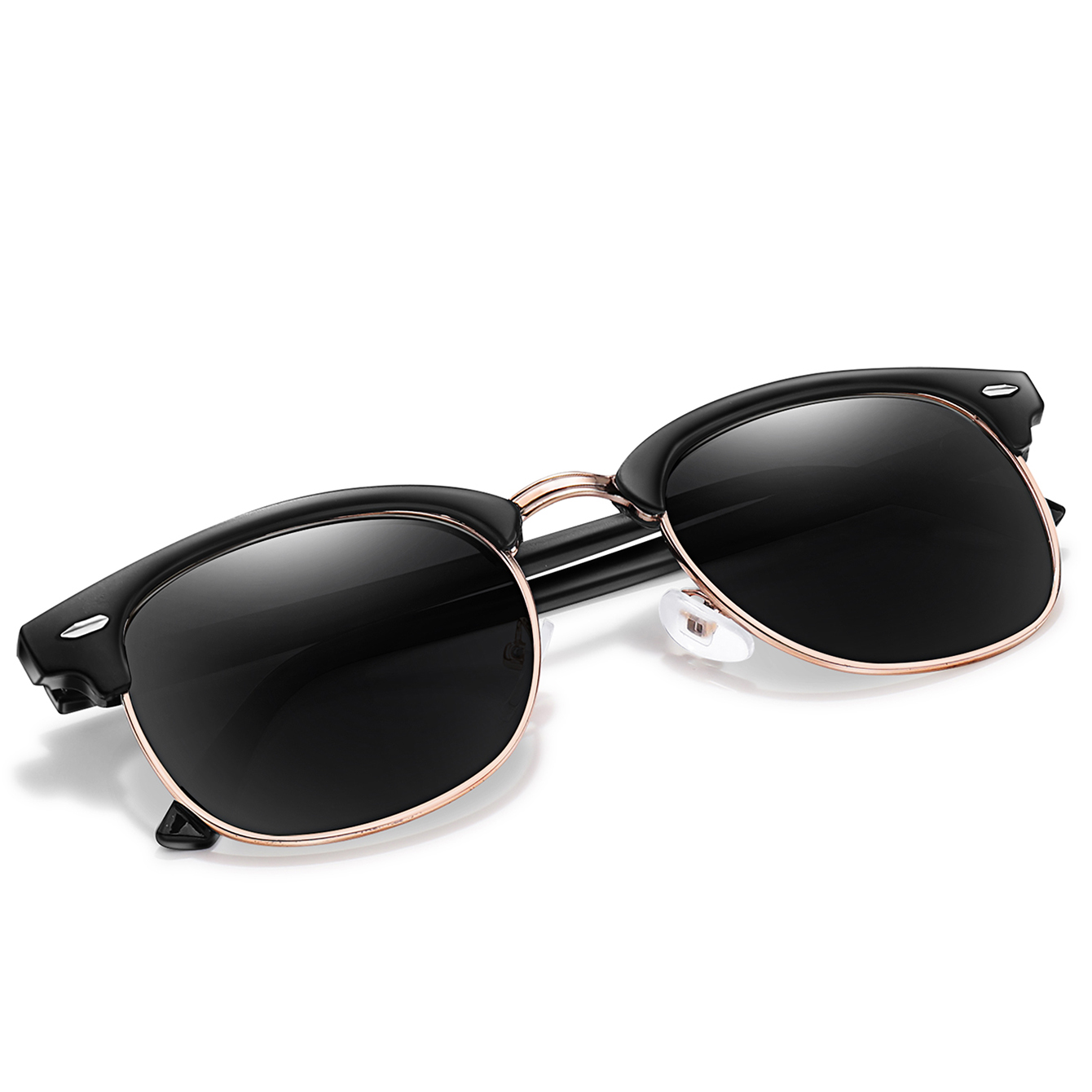 Lunettes de soleil de luxe demi-cerclées en métal pour femmes et hommes, design rond, verres de marque célèbres, pour la randonnée, la pêche, le cyclisme, avec étui