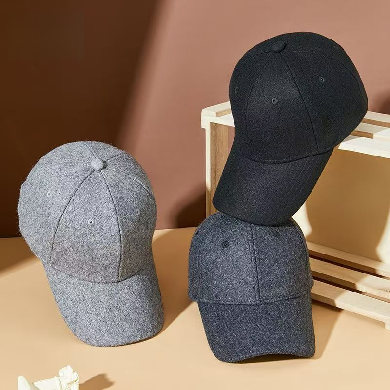 Casquette de baseball en cachemire pour homme, confortable et chaude, pour l'automne et l'hiver, grande circonférence de tête, chapeau décontracté pour l'extérieur et le travail