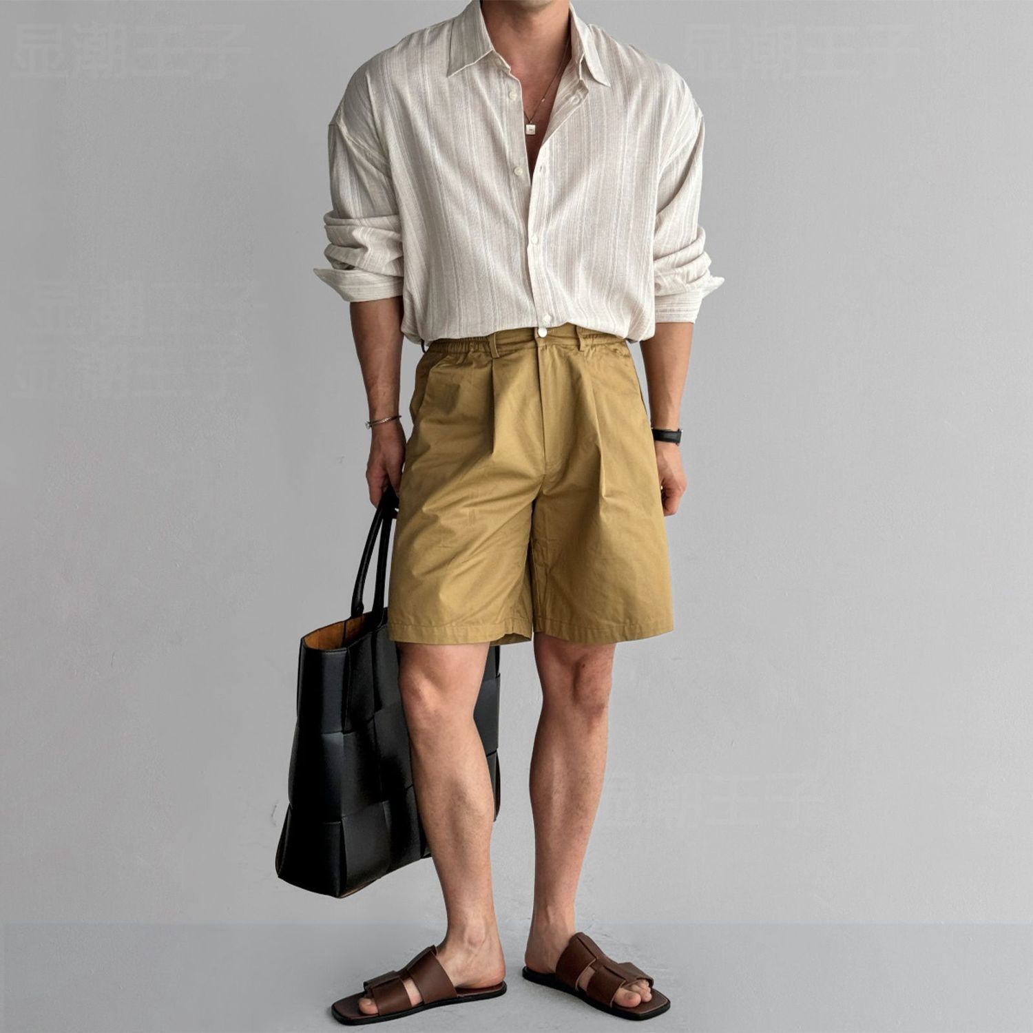 Chemise à manches longues en coton et lin pour hommes, chemises sans rebond, patchwork rayé, vêtements pour hommes, mode, nouveau, 2024