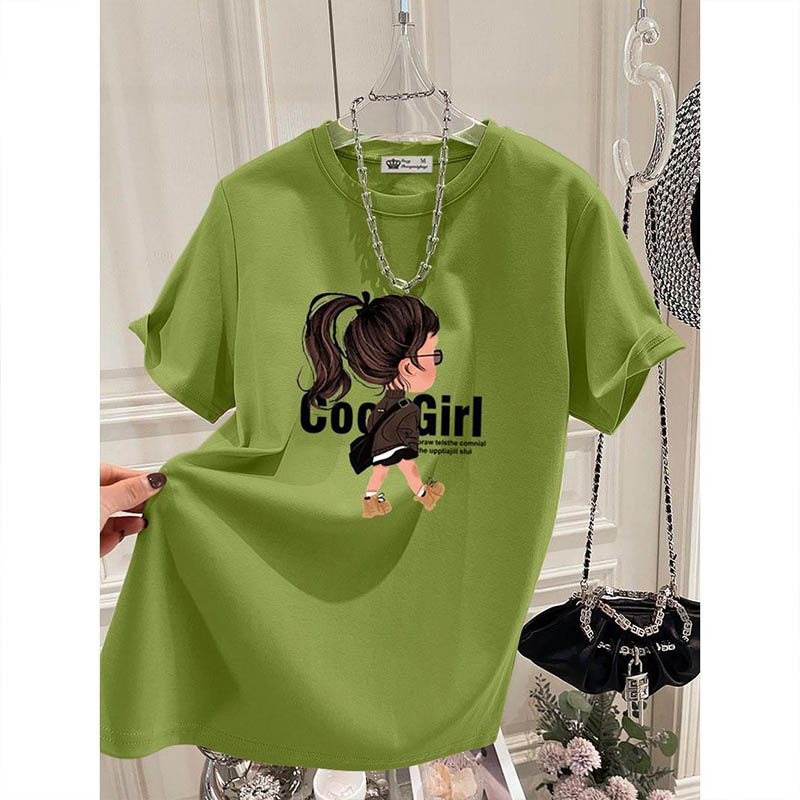 Mode d'été Cool fille imprimer T-shirts femmes vêtements décontracté ample pur coton à manches courtes haut t-shirt tout-match élégant pulls