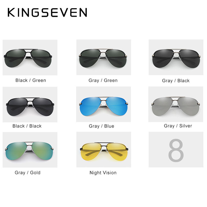 KINGSEVEN 2024 aluminium magnésium polarisé lentille sans monture lunettes de soleil pour hommes haute définition rétro lunettes pour femme Sports de plein air