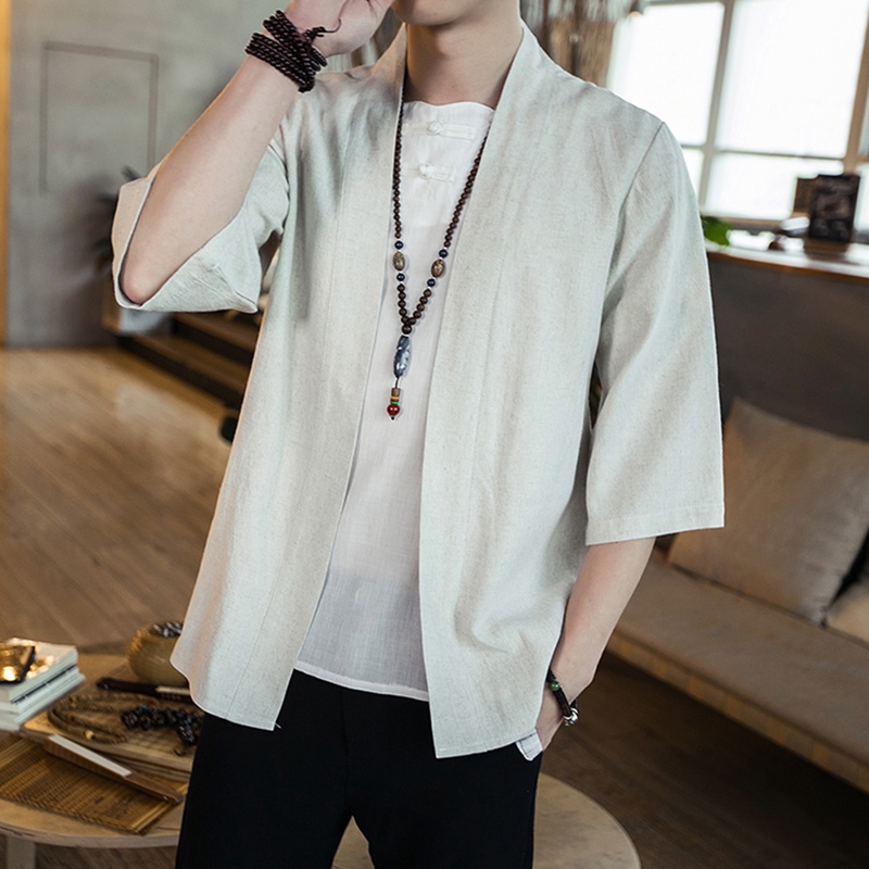 Kimono cardigan hommes japonais obi mâle yukata hommes haori japonais samouraï vêtements traditionnel japonais vêtements FF001