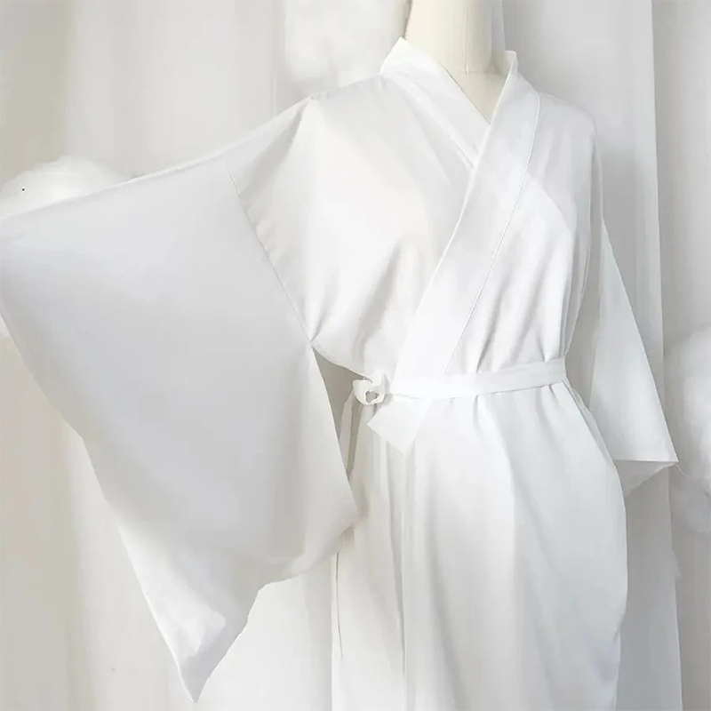 Kimono japonais traditionnel blanc avec ceinture, manches longues, doublure Yukata, pyjama pour vacances, Spa, hôpital, livraison et salle de sport