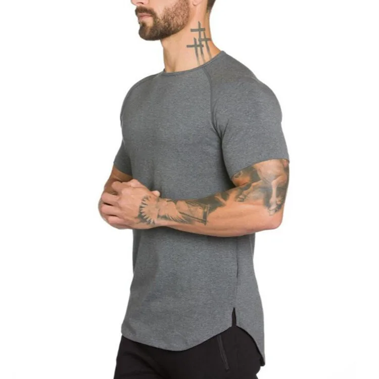 T-shirt de fitness à manches courtes pour hommes, vêtements de sport unis, t-shirt hip hop en coton, t-shirt de musculation, t-shirt musculaire, mode estivale