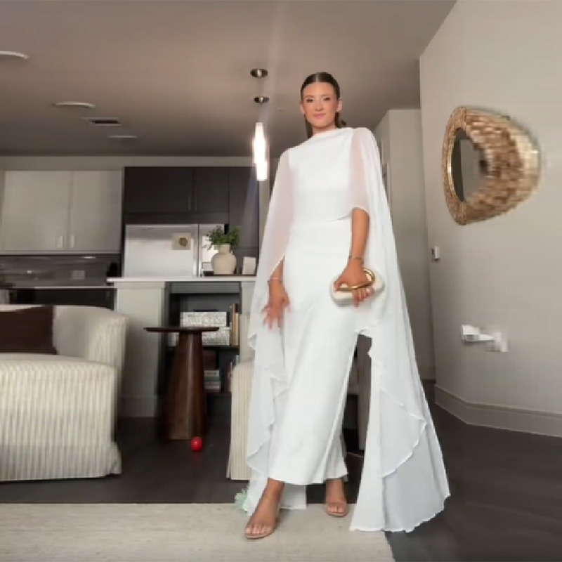 Robe longue élégante pour femme, col rond, sans manches, blanche, coupe ajustée, style châle, Nouveauté 2026, été, classique, pour soirée, bal de promo, jupe longue