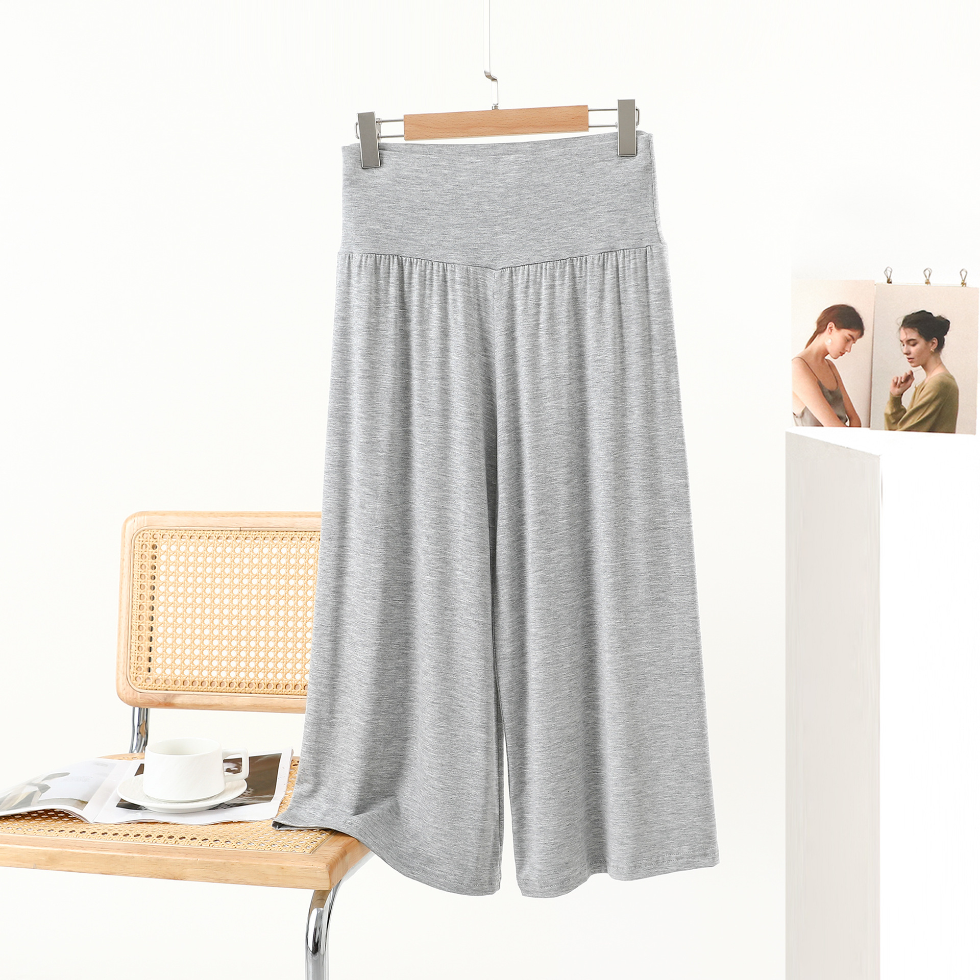 Pantalon d'été ample à jambes larges, grande taille, Style coréen, taille haute, amincissant, court, fluide, décontracté