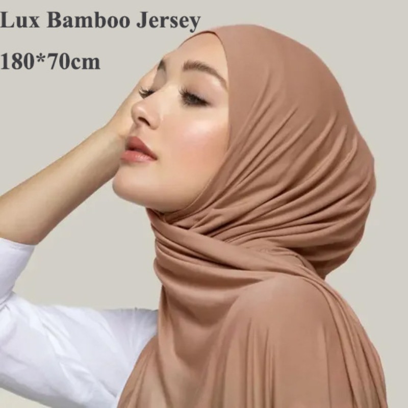 Nouveau Hijab en Jersey de Bambou Premium, Mode Musulmane, Hijabs Unis, Doux, Respirant, Élastique, Turban Hijab pour Femmes, Idéal pour le Ramadan