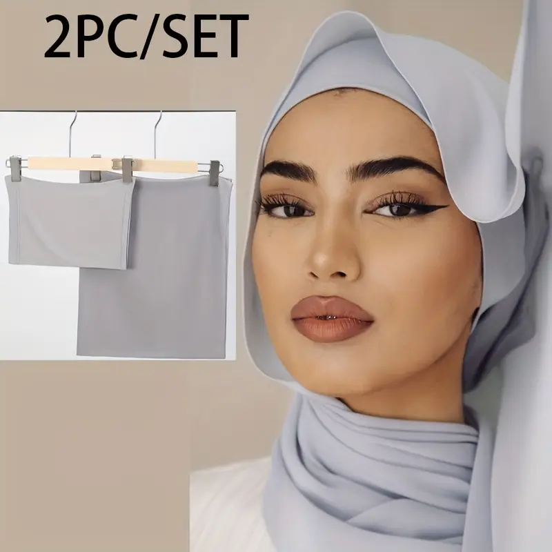 Ensemble de deux pièces, casquette intérieure Hijab en mousseline de soie à bulles séparées, châles et enveloppes islamiques, Bonnet Hijab, sous-écharpe, Foulard musulman