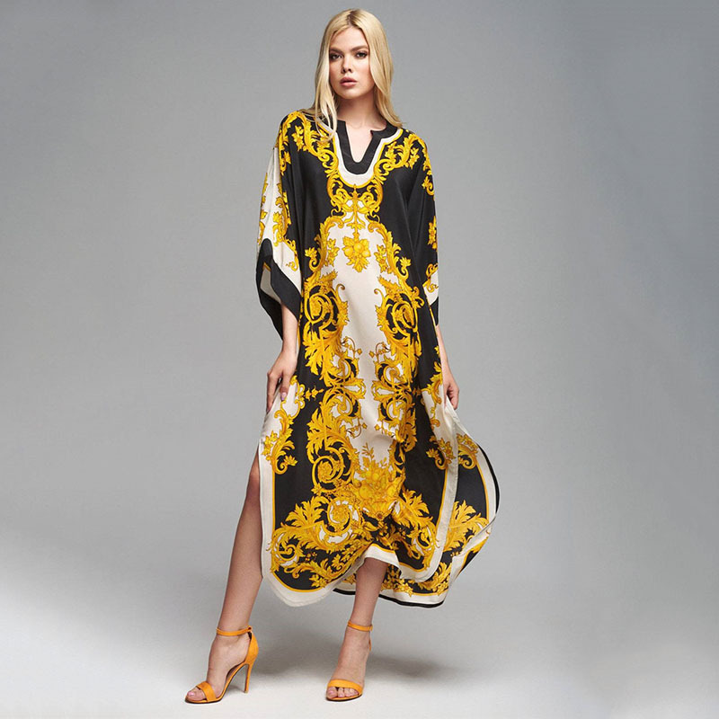 Robe de plage pour femme 2026, Kaftan à manches longues, Tunique de plage, Paréo long, Cache-maillot de bain, Robe d'été, Vêtements de plage
