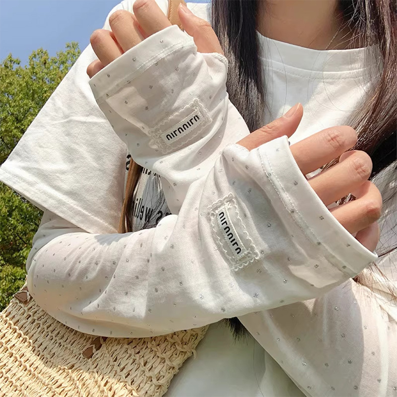 Nouveauté 2026 Manches de protection solaire pour femme en dentelle à pois, anti-UV, amples et rafraîchissantes pour l'été