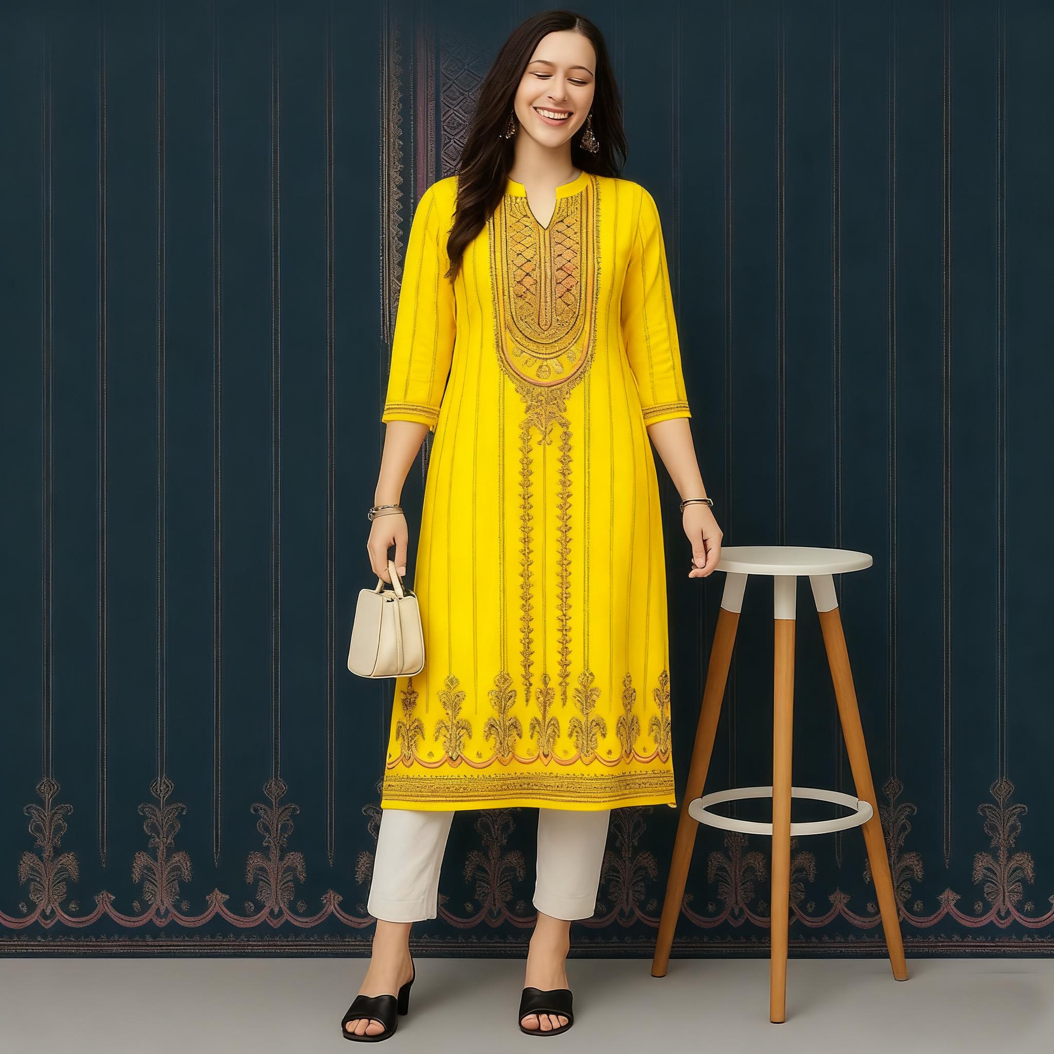 Musulman Kurtta femmes Robe de mode décontractée style National Tube droit décontracté ethnique fleur caftan marocain femmes Robe