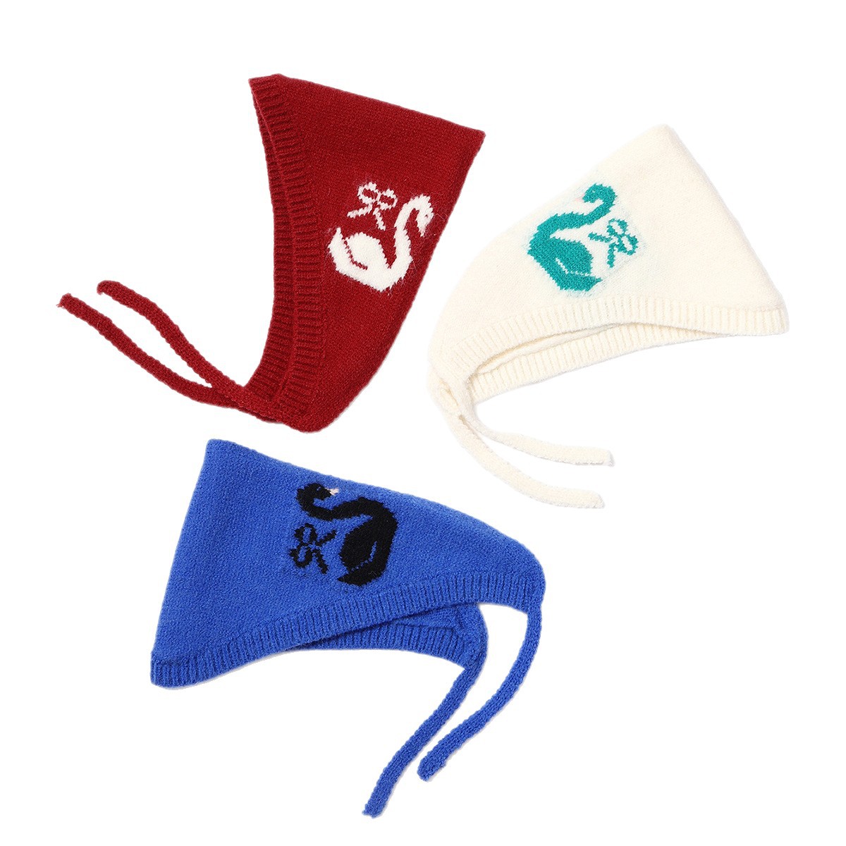 Mignon tricoté Triangle écharpe bandeau femmes Protection des oreilles hiver chaud hirondelle conception bandeau accessoire élégant