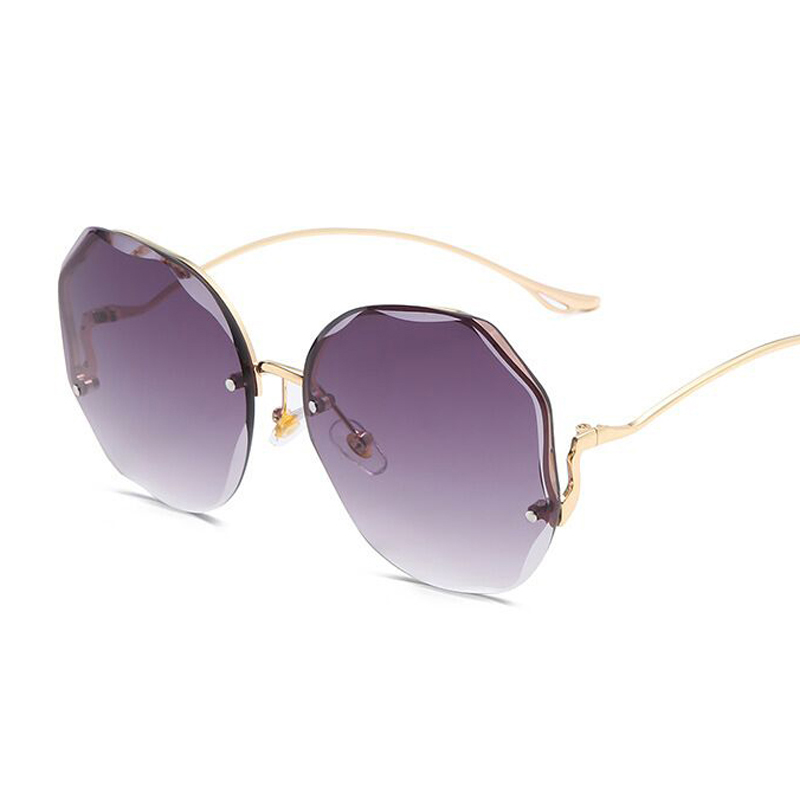 Lunettes de soleil rondes dégradées pour femmes, branches incurvées en métal, océan, sans bords, à la mode, UV400, 2022