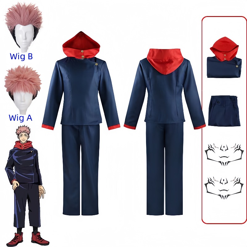 Costume de Cosplay pour hommes, Anime Jujutsu Kaisen Itadori Yuji, chemise Itadori Yuji, uniforme, tenue de fête de carnaval d'halloween