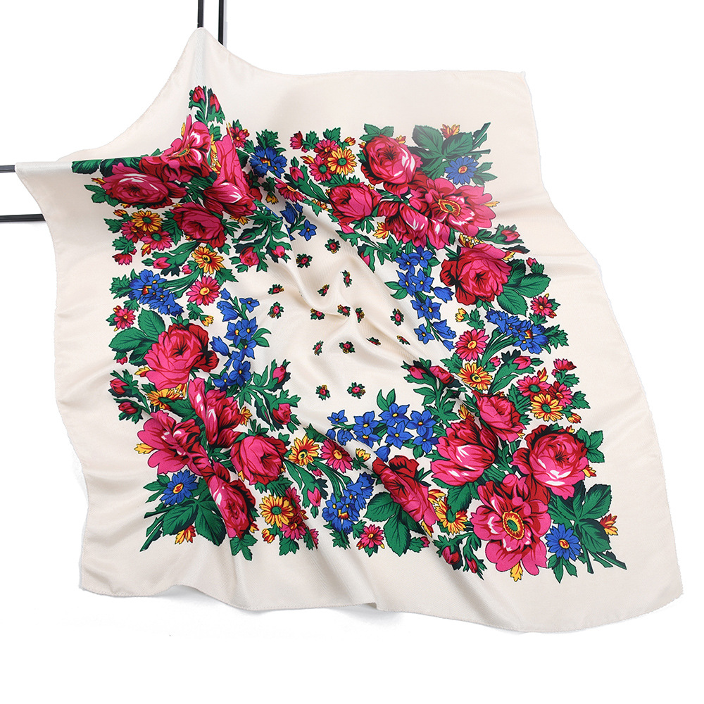 Paréo de luxe pour femmes, accessoires, bandeau carré, mouchoir de tête russe, Bandana, Style imprimé ethnique, 70CM