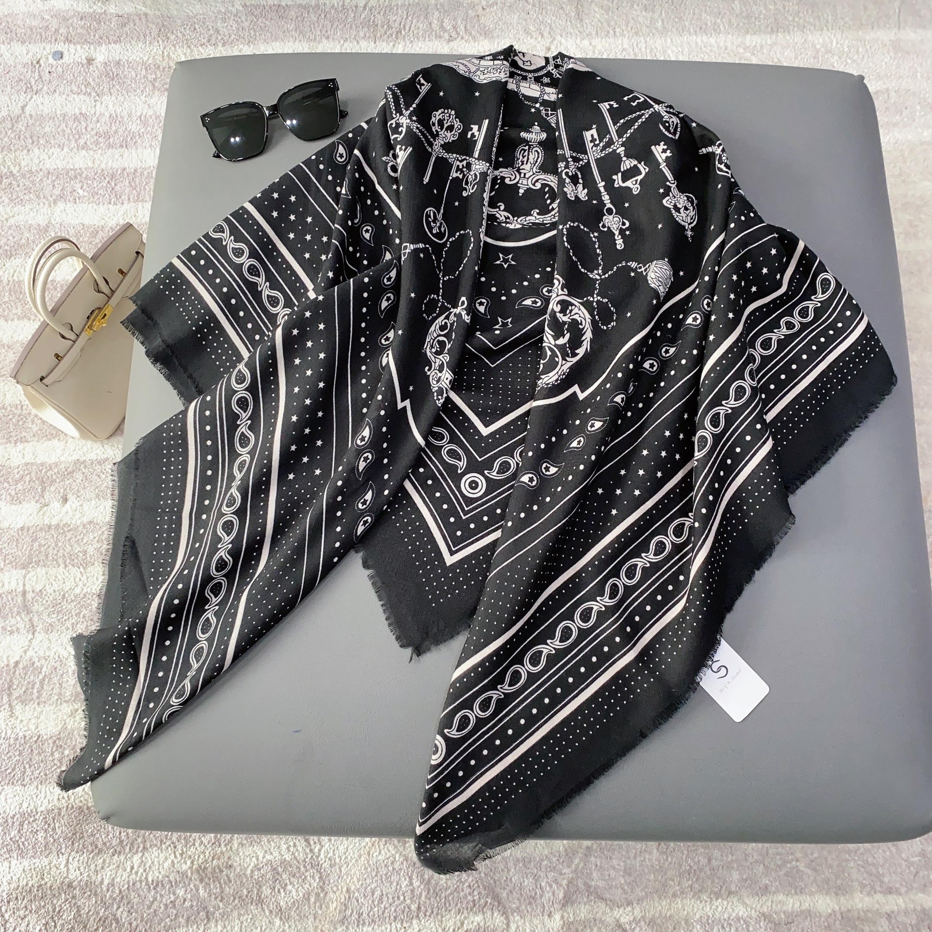 Écharpe carrée en cachemire pour femme, châles chauds, poncho en laine Pashmina, cape de mouchoir faite à la main, 53 po, mode hivernale