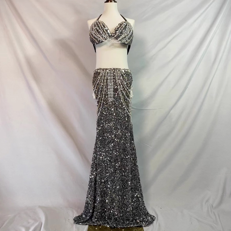 Vêtements Professionnels de brevdu Ventre pour Femme et Enfant, Soutien-Gorge et Jupe Longue, Tenue de 2 Pièces