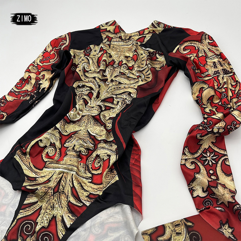 Costume de scène homme/femme, uniforme militaire, combinaison vintage imprimée, cape, tenue de danse, déguisement de drag queen