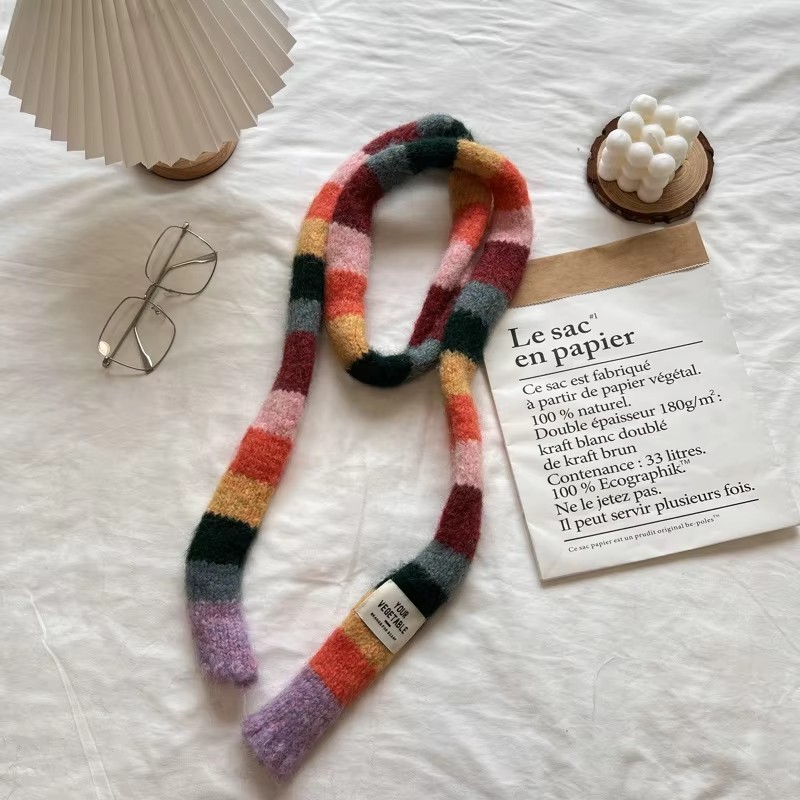 Écharpe fine et longue à rayures colorées pour femmes, nouveau Design, écharpe décorative assortie avec tout, automne et hiver 2025