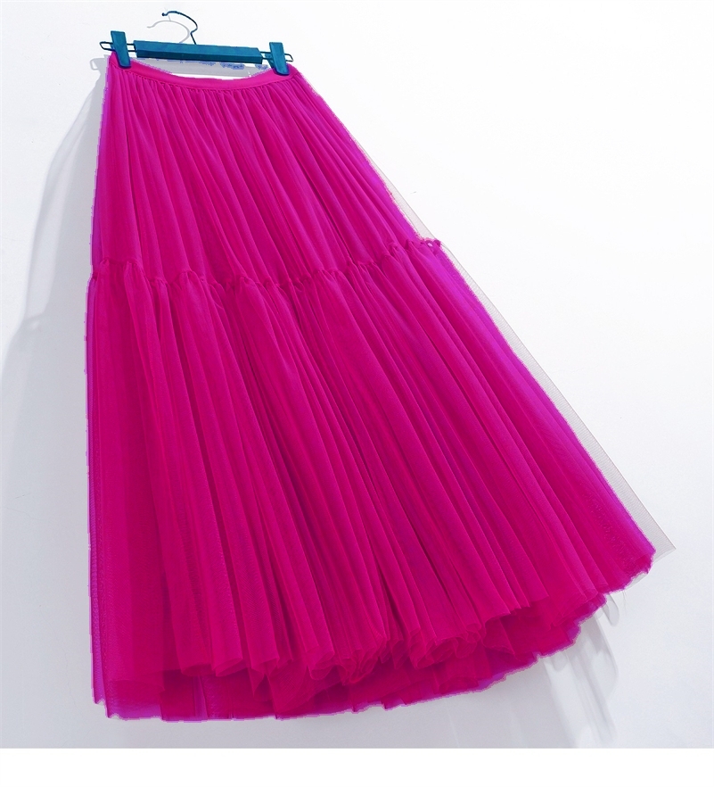 Jupe longue en tulle maxi pour femme, plissée gothique noire, décontractée, de fête, style fée, été, hiver, Jupe Longue 2026, Falda Mujer