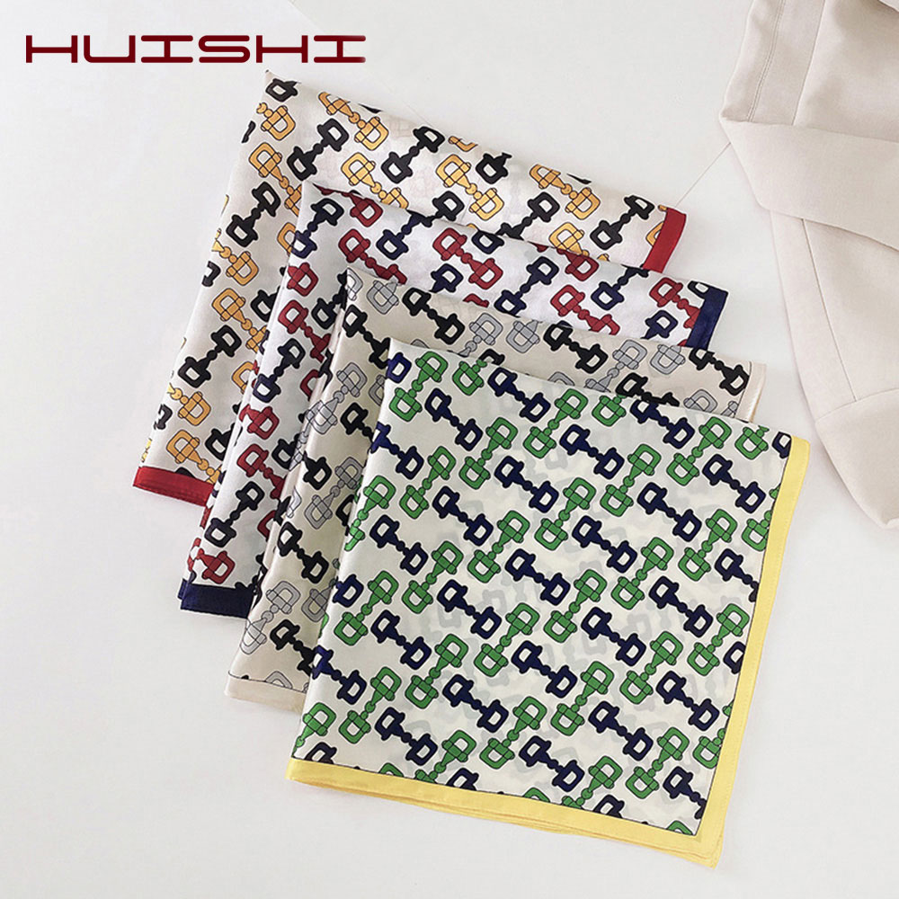 Injplanchers f-Foulard bandana de luxe pour femmes, mouchoir pour cheveux, écharpe de sauna, sac imprimé de fleurs, étole, 100%
