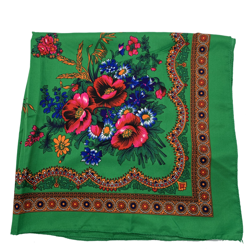 Foulard à imprimé floral russe pour femme, bandana carré, châle ethnique, bandeau de sauna, mouchoir Babushka, couvre-chef, 70x70cm