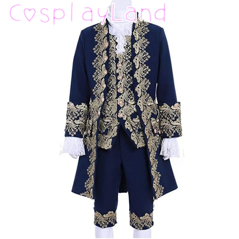 Costume victorien pour hommes, uniforme médiéval rococo, veste, gilet, pantalon, Prince Cosplay, mode Halloween, Costume grande taille
