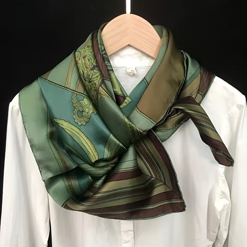 Écharpe en Satin doux pour femmes, Style Vintage, écharpe carrée verte polyvalente, châle léger, coupe-vent, Protection solaire, bandeaux