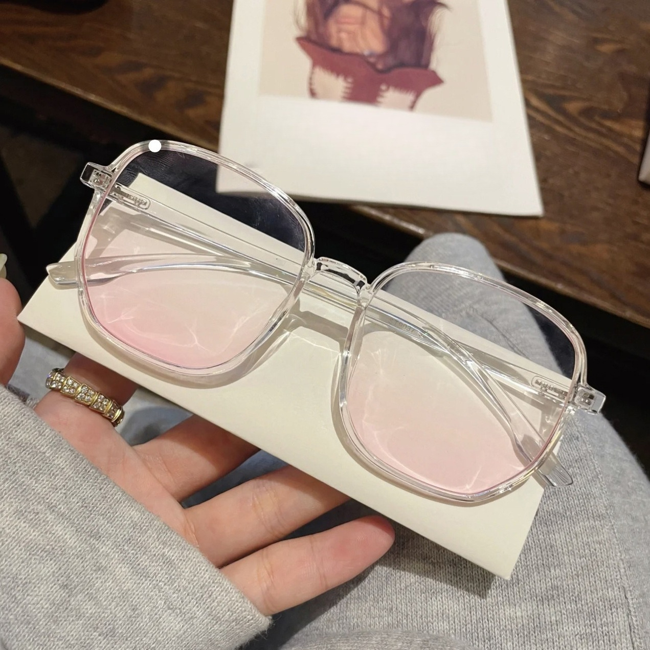 Lunettes de myopie à lentille rose dégradée, nouveau Style, lunettes myopes finies pour femmes et hommes, lunettes optiques bloquant la lumière bleue