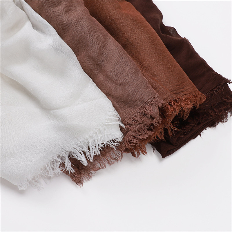 Écharpe Hijab en Viscose 100% Coton, Grande Taille, Frange Unie, Enveloppes et Châles de Haute Qualité, Pashmina, Bande de Sauna Musulman, Turban Islamique