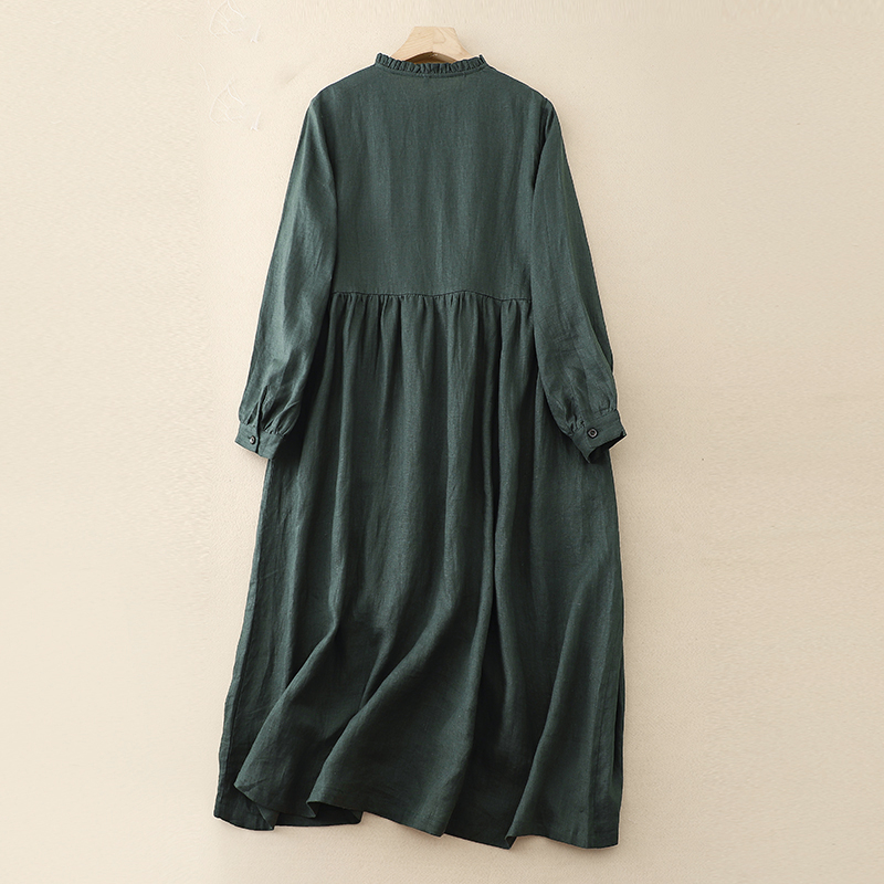 Robes longues vintage en coton pour femmes, style coréen décontracté et élégant, pour le bureau, vêtements féminins printemps automne 2026