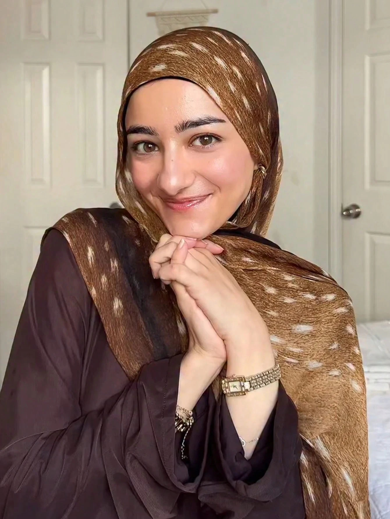 Style bohème aquarelle cerf imprimé Hijab femmes doux Islam Ramadan musulman Hijabs Foulard châle enveloppement écharpe Foulard foulards