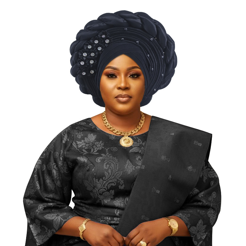 Turban africain élastique à volants pour femme, foulard nigérian, coiffe de mariage, auto-gele, couvre-chef de fête, chapeau