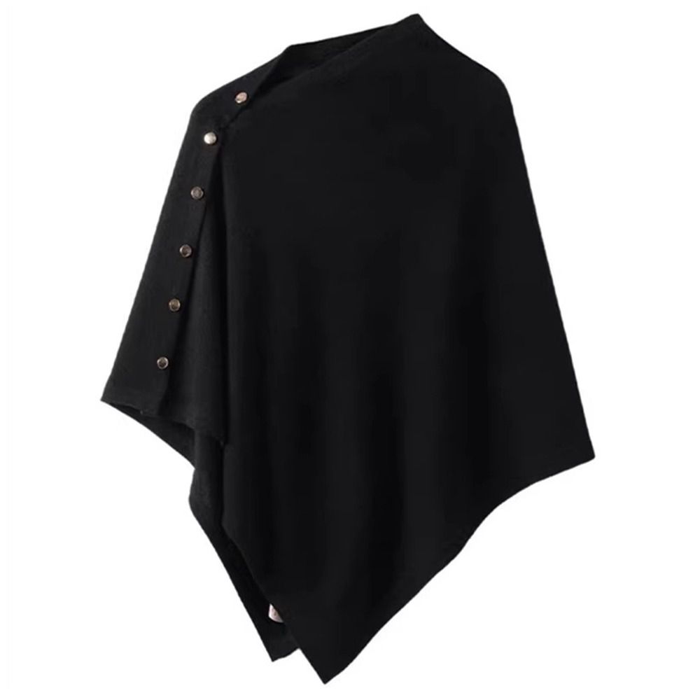 Nouveau avec bouton Pashmina châle épais chaud épaule haut irrégulier décontracté tricoté épais chaud Poncho automne hiver