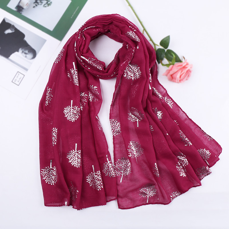 Été nouveau coton écharpe pour femmes filles étudiants argent arbre lin foulards doux tricot Viscose châle printemps femme Wrap châles