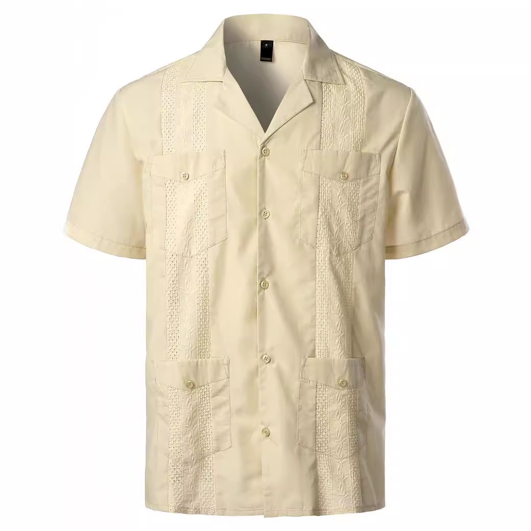 Nouvelles Chemises d'été 2026 à Manches Courtes Style Arabe pour Hommes – Hauts Décontractés Unis pour Hommes – Vêtements Masculins